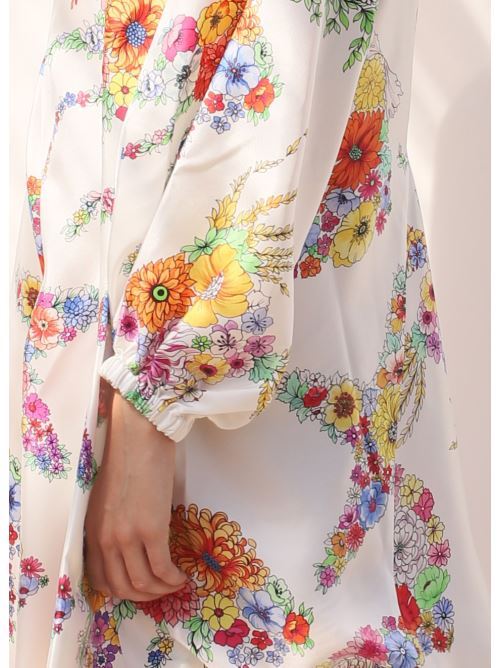 Vestito lungo in twill di seta a fiori Laboratorio Capri | GIAVATWBIANCOPESCI